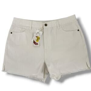 C & V Chelsea & Violet White Denim Shorts Womens Size 31 Frayed Hem 3.5" Inseam